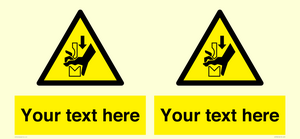 Custom warning hand crushing between press brake tool